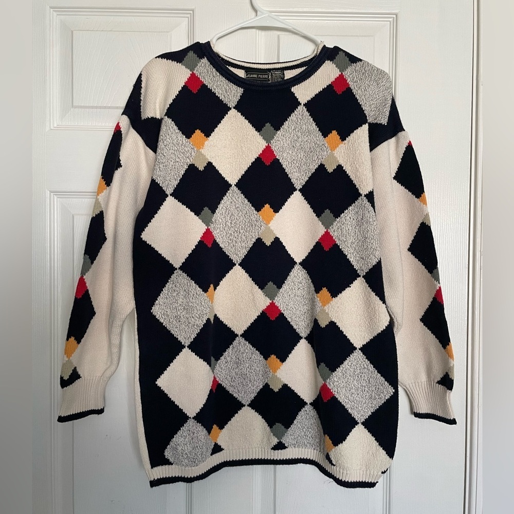 Vintage Jeanne Pierre Men’s Medium Argyle Sweater